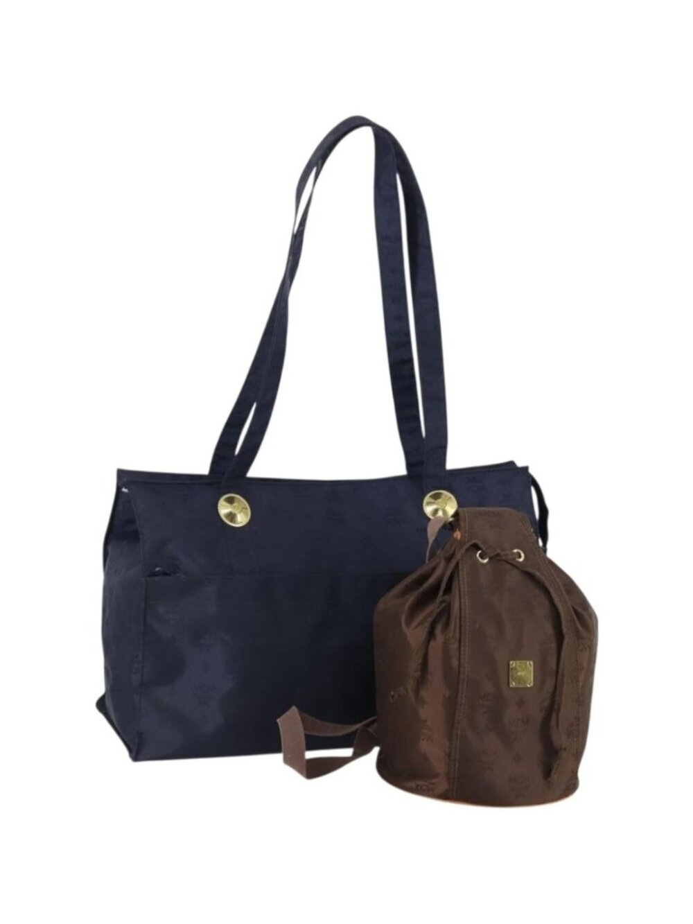 MCM Logogram Vicetos Tote Bag PVC 2 Set Brown Navy